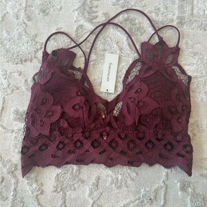 Francesca's Collections Deep Burgundy Floral Lace Bralette